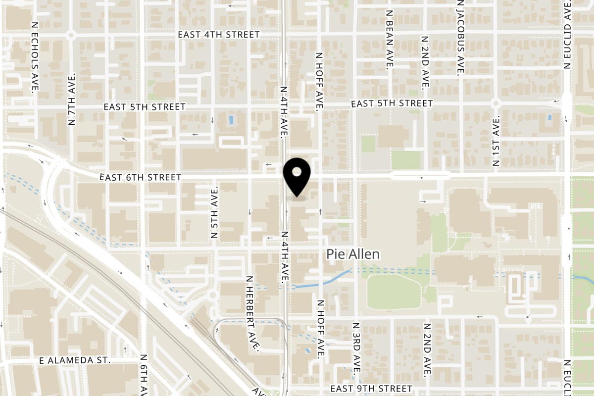 Map showing the location of Caruso's on 434 N 4th Ave in Tucson